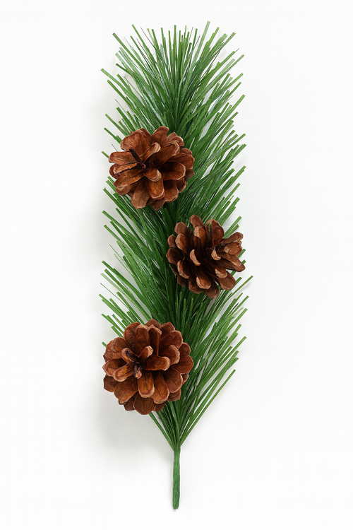 Gałązki świąteczne 20 cm z szyszkami – 7 szt. | Dekoracje prezentów, stroików i pakowania upominków