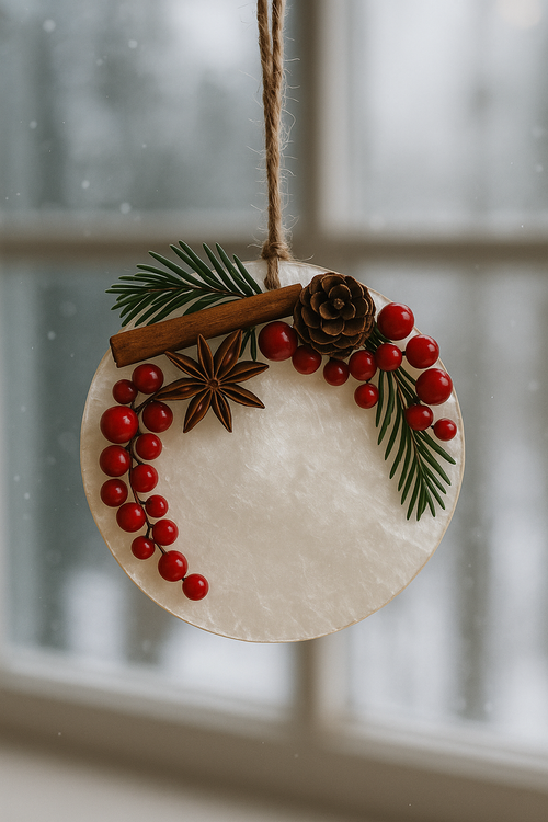 Muszle Capiz 7–11 cm 12 szt – GrandDeco Naturalne, perłowe krążki do dekoracji świątecznych i zimowych aranżacji