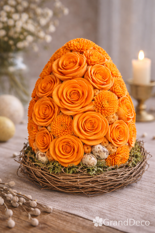 Kwiaty Shola – intensywny pomarańcz | Wielkanoc | Kolekcja GrandDeco – 60 szt.