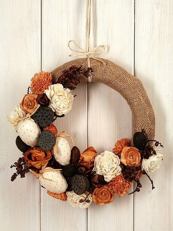 Wianek jutowy 25 cm DIY – baza do dekoracji zimowych, zapakowany z kokardą