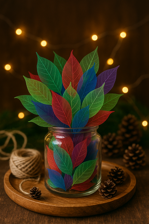 Box 100 listków szkieletowych kolorowych – dekoracje DIY 15x15 cm