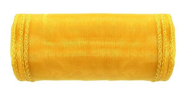 Organza wstążka obszywana, tiul na rolce obszywany 12cm /900 cm ŻÓŁTA