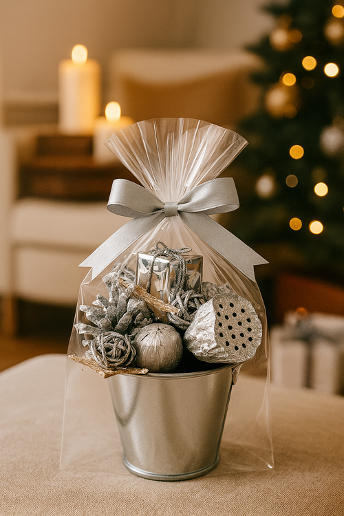 Stroik ozdoba świąteczna  Wiaderko Rozmaitości-białe