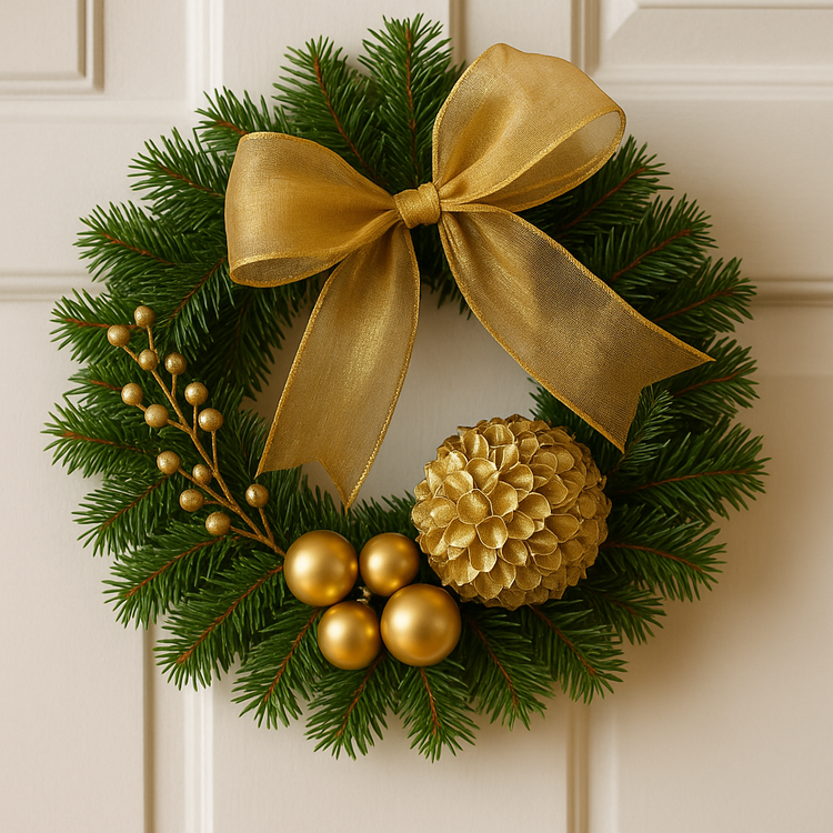 Wstążka świąteczna / tiul na rolce obszywany 12 cm x 900 cm, złota