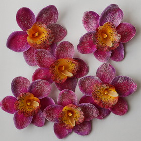 Zestaw DIY – 6 brokatowych główek storczyka do dekoracji | Handmade, florystyka, ozdoby świąteczne i całoroczne