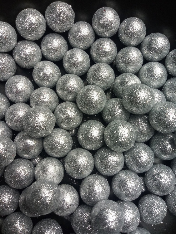 Srebrne Kuleczki Dekoracyjne 1,2 cm | Brokatowe Wypełnienie do Bombek i Dekoracji Świątecznych