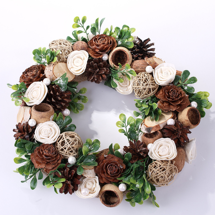 Wianek prezentowy 25–30 cm w pudełku z okienkiem – naturalna dekoracja świąteczna GrandDeco