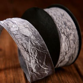 Wstążka tafta z drucikiem szer 40  mm dł. 10 m srebrna