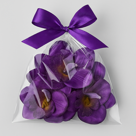 Zestaw DIY – 6 fioletowych główek storczyka 12 cm z delikatnym brokatem | Dekoracje florystyczne, handmade