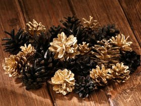 Szyszki złoto-czarne 12 szt/op