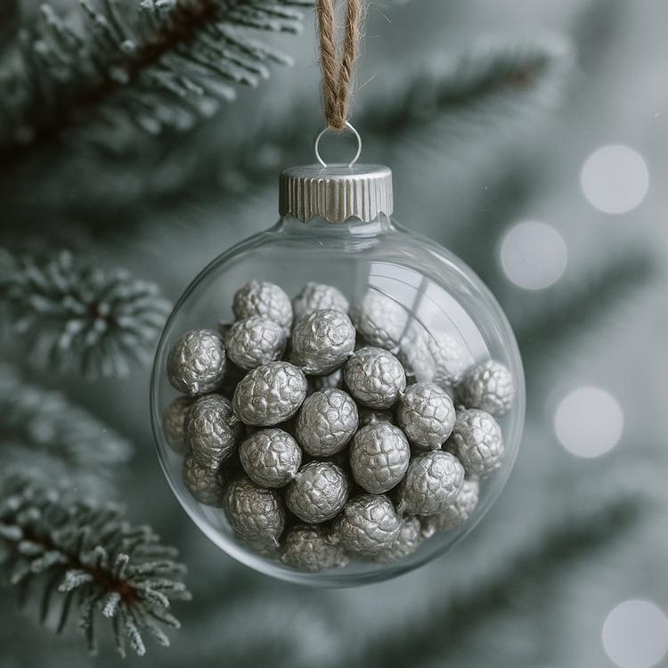Srebrne owoce Canella 1 szklanka | Dekoracje świąteczne GrandDeco | Naturalne dodatki do stroików, naczyń i kompozycji zimowych DIY