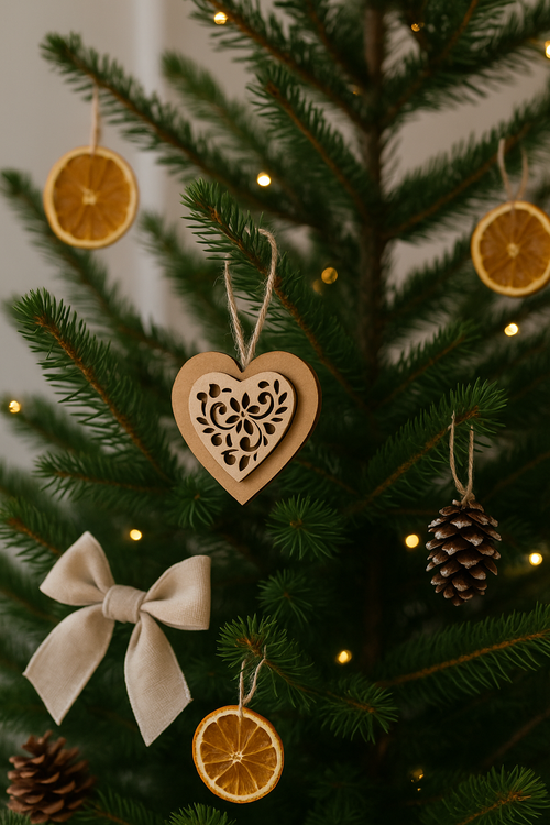 Dekoracja świąteczna – zawieszki drewniane serca 3 szt. | GrandDeco