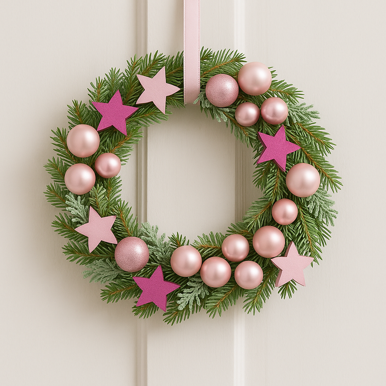 Gwiazdki drewniane różowe 3 cm – ozdoby świąteczne do stroików, wieńców i dekoracji pastelowych (12 szt.))