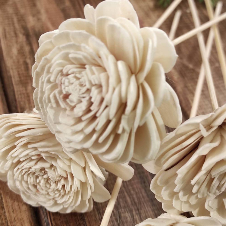 Kwiaty Shola na Drewnianym Piku 20 cm – Zestaw 6 szt. | Kolekcja GrandDeco | Główka 6 cm