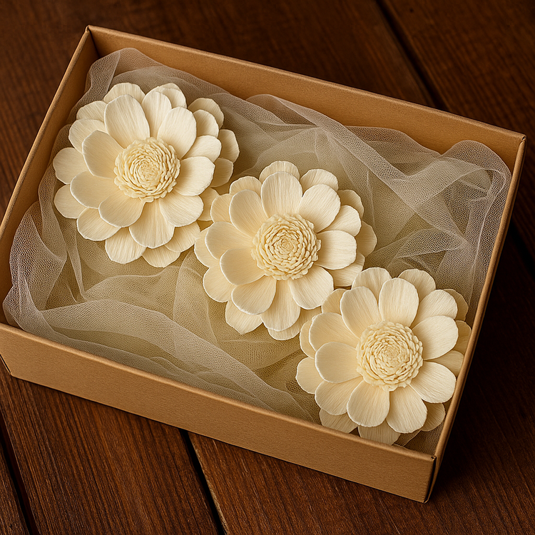 Zestaw 3 Kwiatów Shola Protea 15 cm – Dekoracyjne Kremowe Kwiaty Premium do Stroików i Wianków