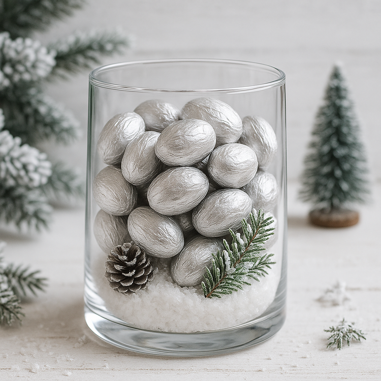 Srebrne owoce dekoracyjne 12 szt. – eleganckie dodatki do aranżacji Boże Narodzenie