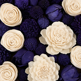Kwiaty shola granatowo-białe 60 szt. (2–6 cm) – elegancka kolekcja GrandDeco
