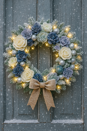 Zimowy wianek świąteczny z oświetleniem LED 25–30 cm – Kolekcja GrandDeco