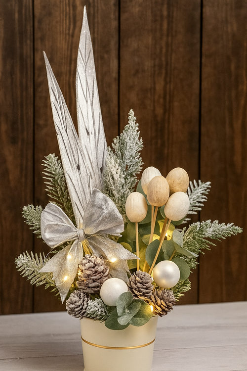 Drewniane gałązki Rambuttam srebrne – komplet 2 szt. (35 cm)