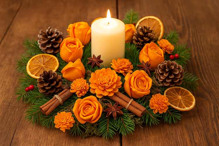 Kwiaty shola pomarańczowe 60 szt. (2–6 cm) – kolekcja Natura GrandDeco