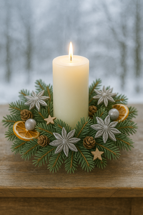 Srebrny zestaw dekoracyjny DIY GrandDeco – lotosy, anyż i korzonki | Komplet do stroików i zimowych aranżacji świątecznych