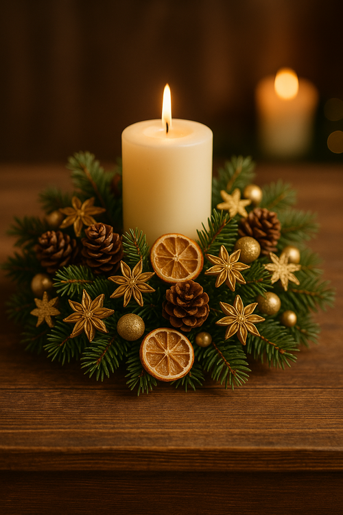 Zestaw DIY GrandDeco – złote lotosy, anyż i korzonki dekoracyjne | Naturalny komplet do stroików i dekoracji świątecznych