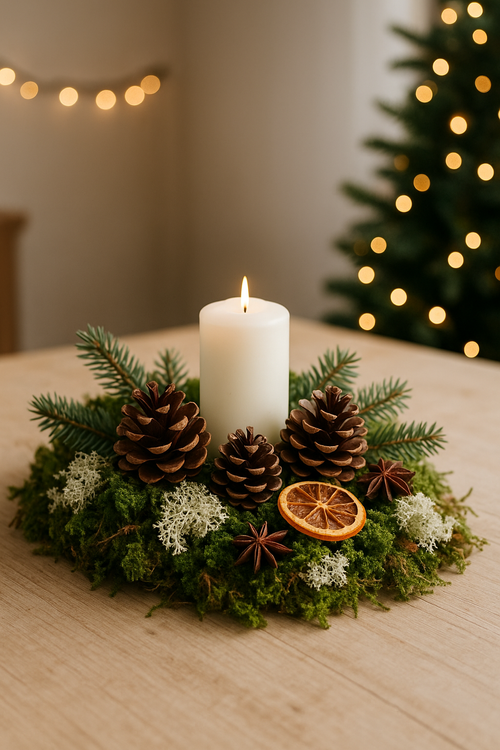 Mech dekoracyjny 1L GrandDeco – chrobotek zielony i biały, mech leśny, do stroików DIY