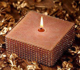 Świeca świąteczna diamentowa złota  100 mm