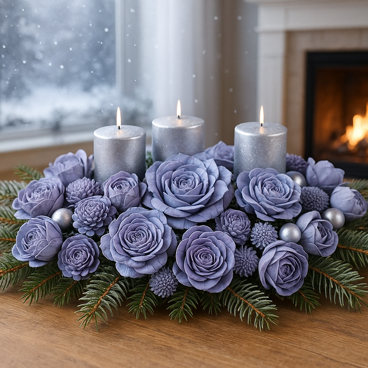 Kwiaty na choinkę pastelowe, fioletowe kwiaty shola 60 szt.