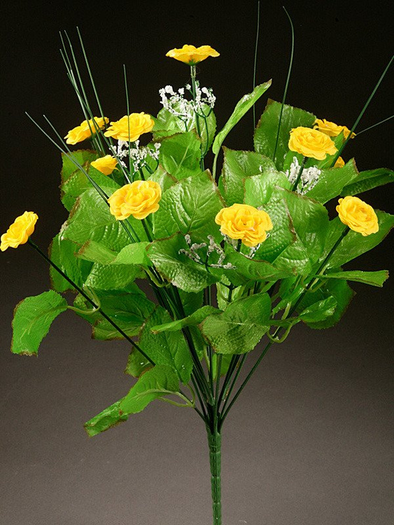 wiosenne dekoracje Bukiet różyczek żółtych 40 cm