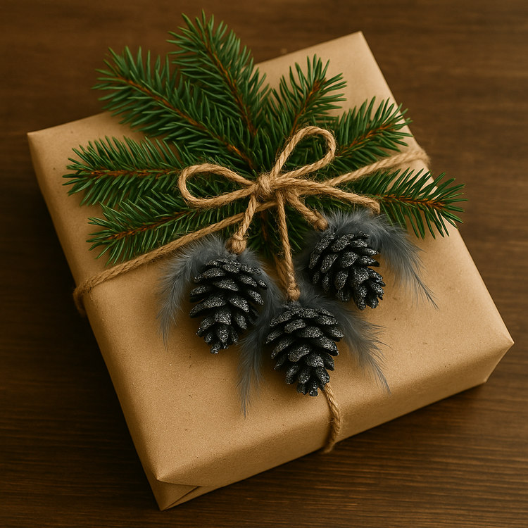 Dekoracje świąteczne. Szyszki. Zawieszki ozdoby choinkowe- czarno-grafitowe z piórami 6 szt/op