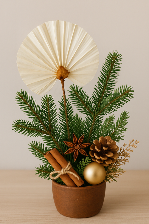 Zestaw wachlarzy dekoracyjnych Shola na drucikach – bukiet 5 szt. w pudełku – naturalna dekoracja GrandDeco