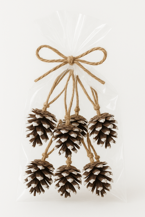 Zawieszki świąteczne – szyszki sosny bielone, komplet 6 szt. | Kolekcja GrandDeco