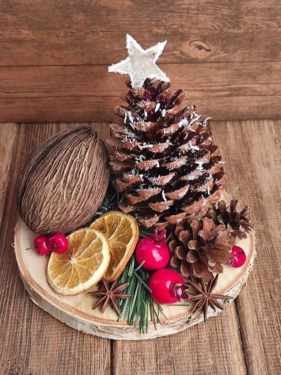 Zestaw naturalnych dekoracji: korzonki, anyż i lotosy – brązowo-złota kompozycja DIY