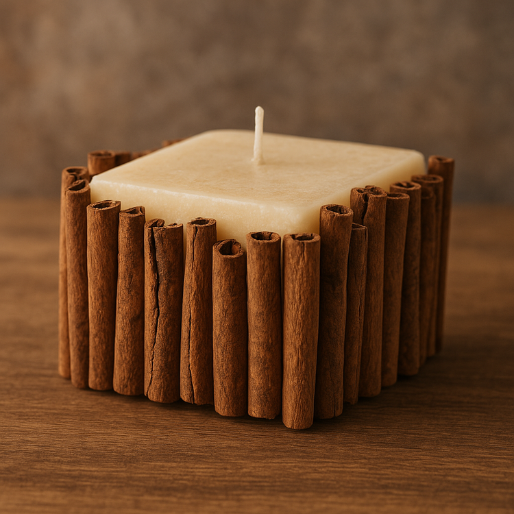 Stroik świąteczny GrandDeco z igliwia z świecą, pomarańczą i cynamonem 30 cm