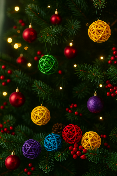 Kule ratanowe 2–5 cm – 10 kolorów 60 szt,