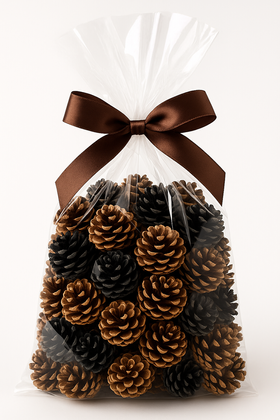 Zestaw 60 szyszek dekoracyjnych brązowych i czarnych – naturalna baza do aranżacji i kompozycji florystycznych