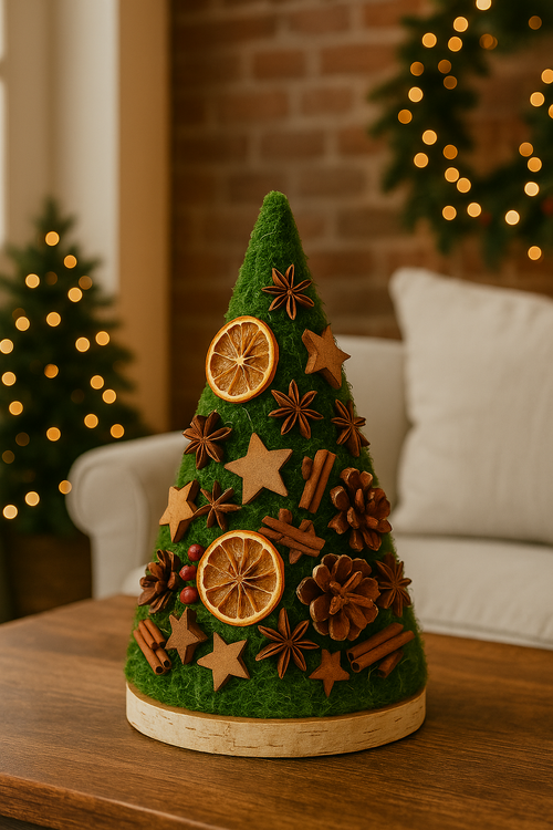 Zestaw DIY – Choinka z Mchu z Naturalnymi Dekoracjami | Kolekcja GrandDeco | Handmade, prosty i efektowny projekt świąteczny