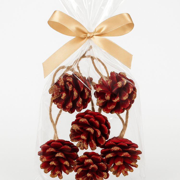 Zawieszki świąteczne z szyszek – komplet 6 szt. | GrandDeco