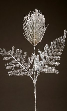 OSET Z BROKATEM SREBRNY 28 CM