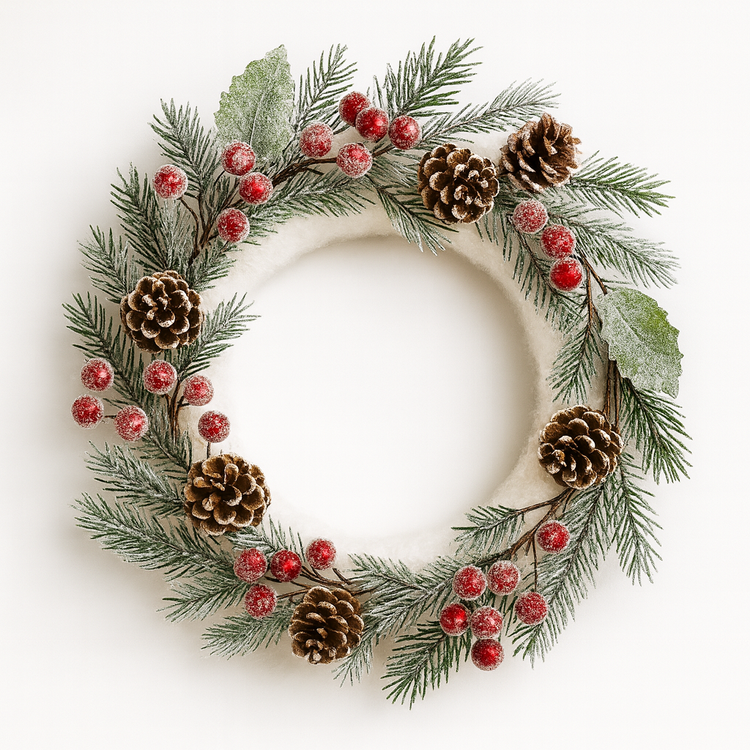 Miękki biały wianek  – idealna baza do zimowych dekoracji DIY (25 cm)