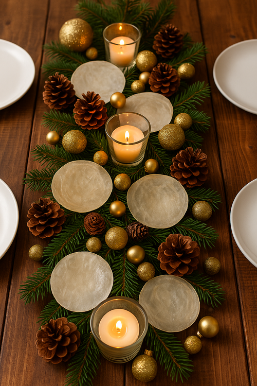 Muszle Capiz 7–11 cm 12 szt – GrandDeco Naturalne, perłowe krążki do dekoracji świątecznych i zimowych aranżacji