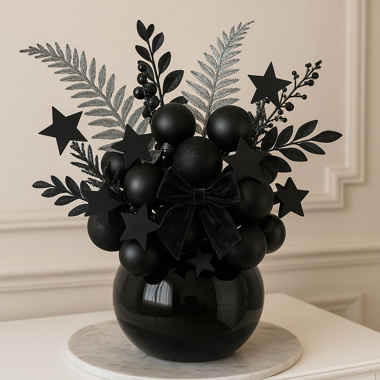 Gwiazdki drewniane czarne 3 cm – ozdoby świąteczne glamour do stroików, wieńców i eleganckich dekoracji (12 szt.)