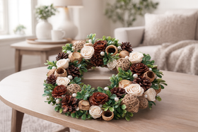 Wianek prezentowy 25–30 cm w pudełku z okienkiem – naturalna dekoracja świąteczna GrandDeco