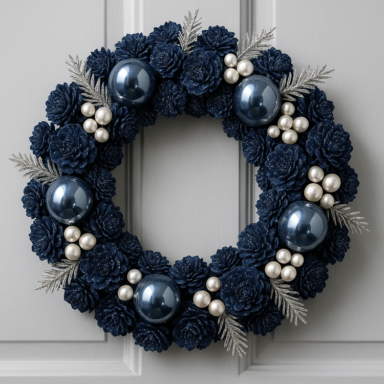 Granatowe kwiaty shola 60 szt, mix 2–6 cm (brokatowe, zimowe, dekoracyjne)