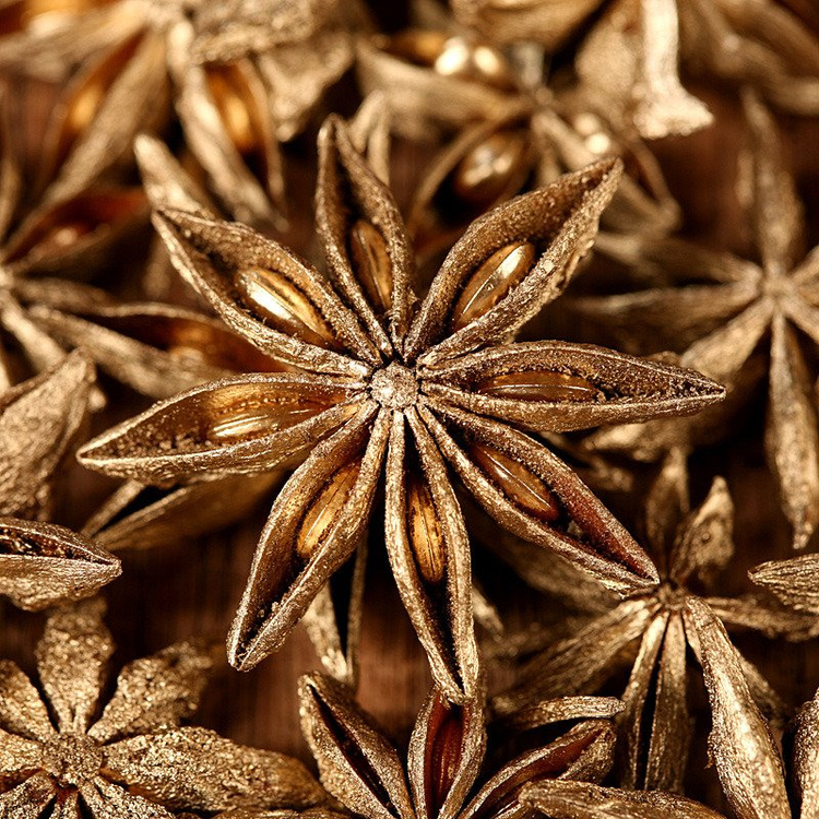 Zestaw DIY GrandDeco – złote lotosy, anyż i korzonki dekoracyjne | Naturalny komplet do stroików i dekoracji świątecznych