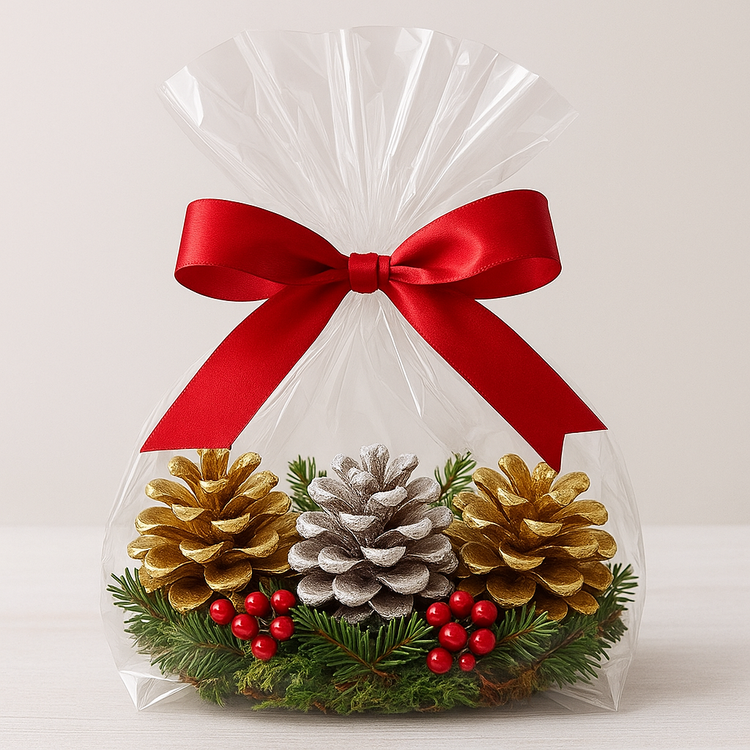 Zestaw Świątecznych Szyszek – Złoto & Natura w Eleganckim Opakowaniu