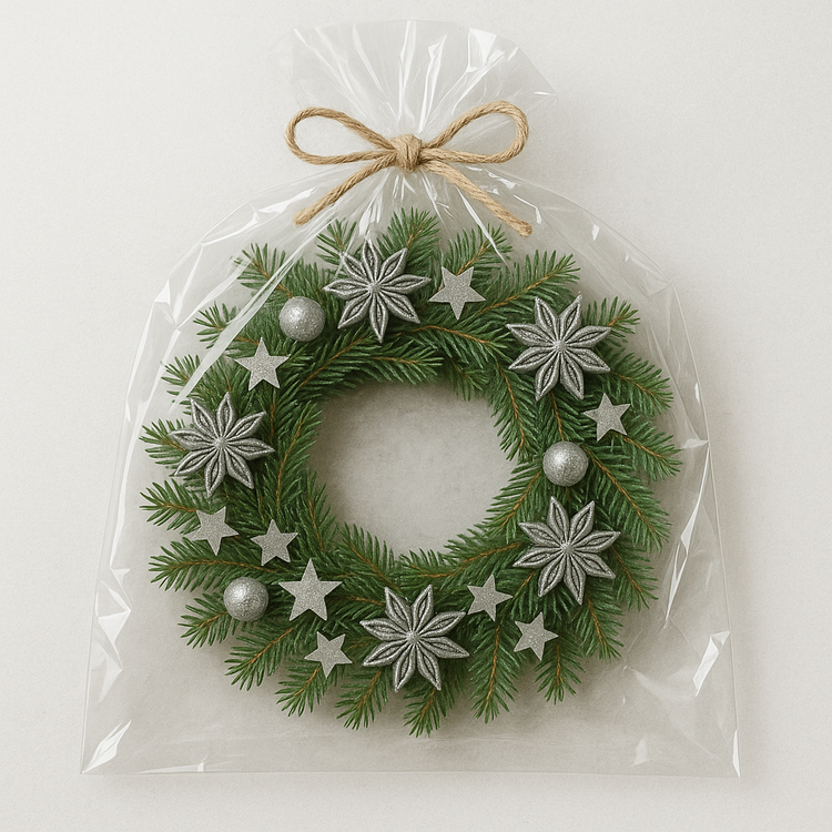 Srebrny zestaw dekoracyjny DIY GrandDeco – lotosy, anyż i korzonki | Komplet do stroików i zimowych aranżacji świątecznych