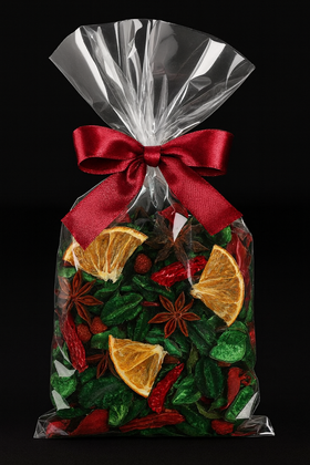 Świąteczne Potpourri Zielono-Pomarańczowe – Naturalne Suszone Dekoracje z Cytrusami i Anyżem | Aromatyczny Mix do Stroików