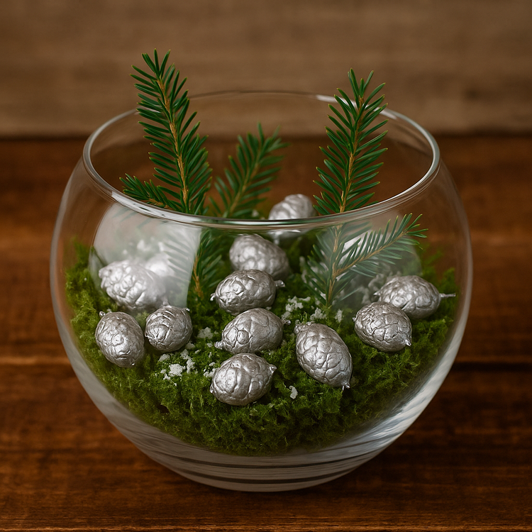 Srebrne owoce Canella 1 szklanka | Dekoracje świąteczne GrandDeco | Naturalne dodatki do stroików, naczyń i kompozycji zimowych DIY